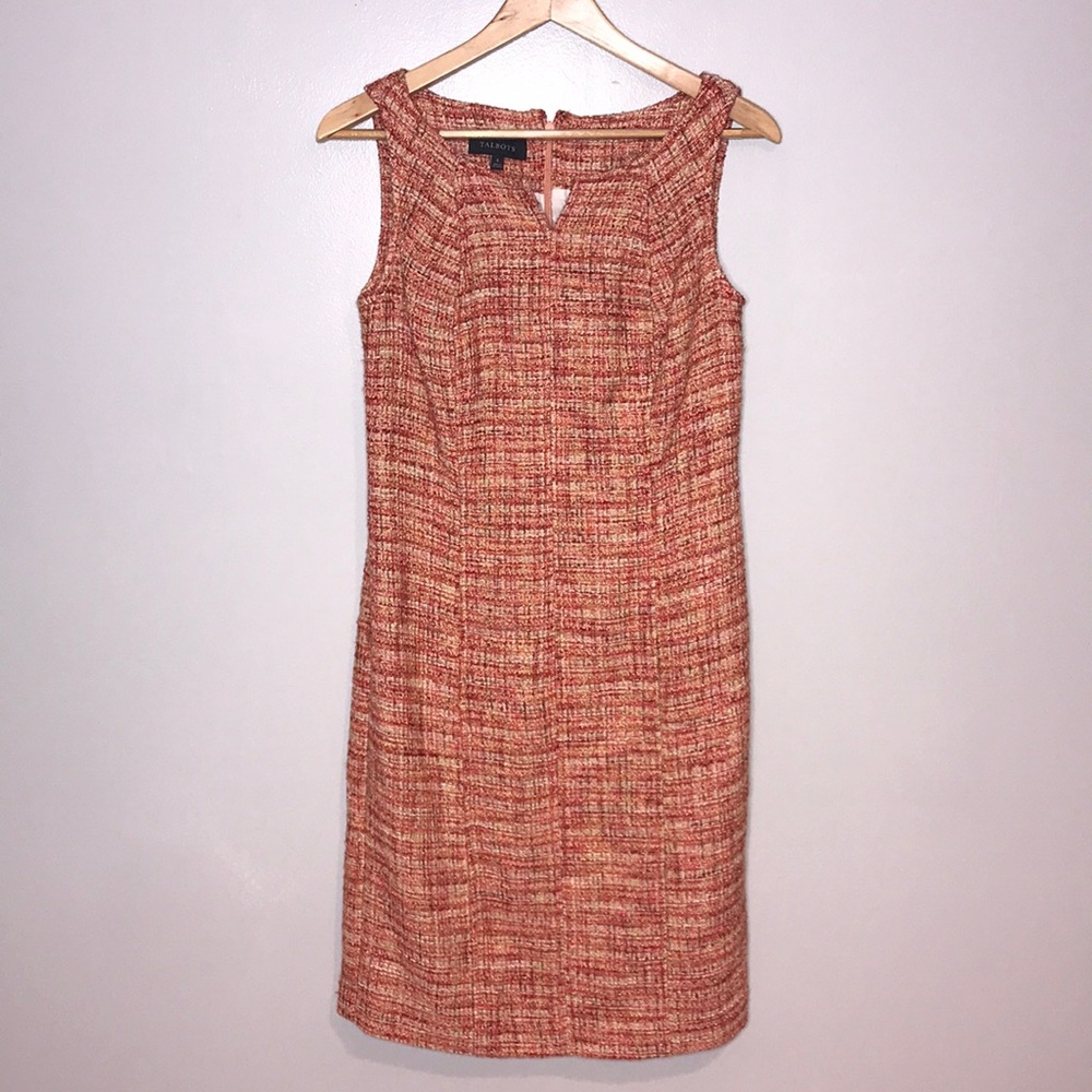 Talbots Tweed Orange Salmon Sleeveless Dress